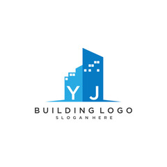 YJ initial monogram logo real estate for building