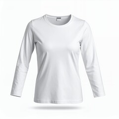 Minimalist long sleeve shirt presentation, perfect for mockups and designs on white background