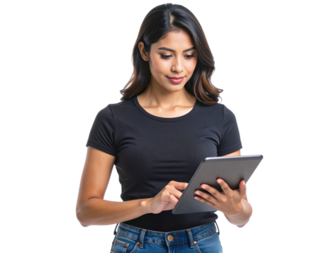 Tech-savvy coder girl PNG transparent background  - Powered by Adobe