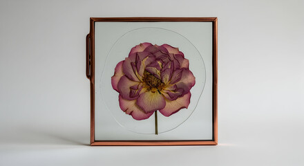 Dried rose in rose gold frame
