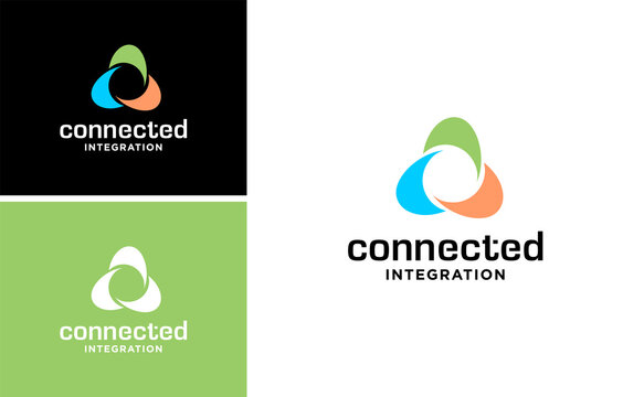 social alliance integration logo triangle connected partner design vector.Unity Teamwork Digital Network vector template