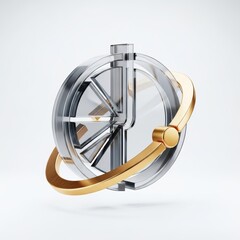 Fototapeta premium Stylish Compass Design in Metallic Gold and Silver Colors