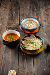 Soups with seasoning and herbs