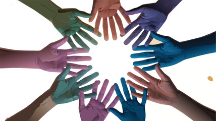 Diverse Hands Reaching Inward A Symbol of Unity, Collaboration, and Support Illustration