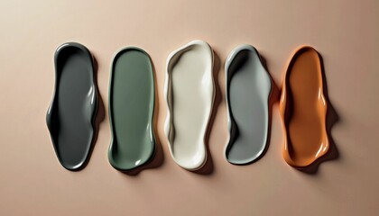 Stylish abstract paint blobs in earthy tones on minimalistic background