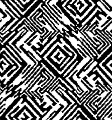 stock photo vector black and white geometry textile brush pattern with ikat style background, ethnic ikat texture design 