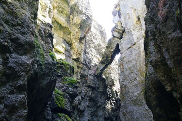 View of the cliff in the gorge. The natural landscape.