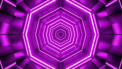 Abstract tunnel with vibrant neon light
