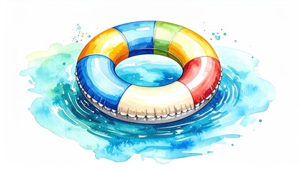 Colorful inflatable ring in water