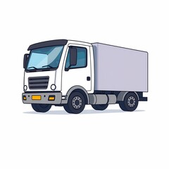 Fototapeta premium Illustrated Outline Delivery Truck Isolated Detailed Commercial Vehicle Illustration