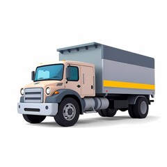 Fototapeta premium Stylized Rendering Transportation Truck Delivering Cargo Box Isolated on White Background