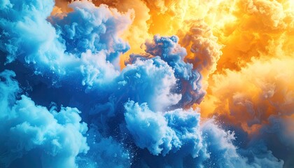 Abstract vibrant clouds of blue and orange