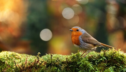 red robin erithacus rubecula birds close up in a forest