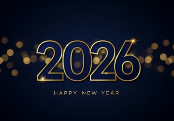 Happy new year 2026 with gold and blue