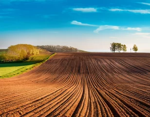 Rolgordijnen zonder boren a rural landscape with a plowed empty field at the beginning of spring © Matteo