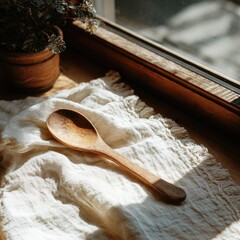 Wooden spoon on a windowsill (4)