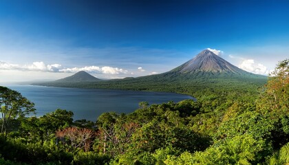 volcano cones with lake in ometepe island
