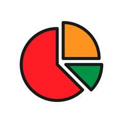Vector illustration of a Pie Chart in solid line style isolated in white background. Modern and minimalist chart illustration