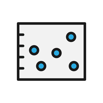 Vector illustration of a Scatter Diagram in solid line style isolated in white background. Modern and minimalist chart illustration