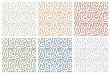 Fototapeta premium Abstract geometric seamless pattern set in pastel colors collection for design