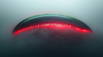 Glowing Green Planet With Red Energy At Horizon In Dark Fog