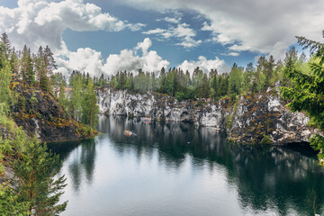 Landscape of the mountain park Ruskeala in the Republic of Karelia