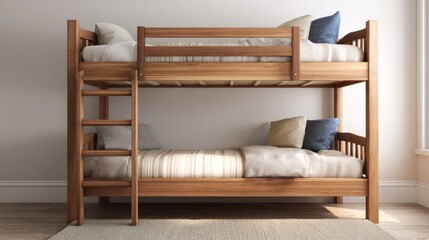 Wooden bunk bed in a room