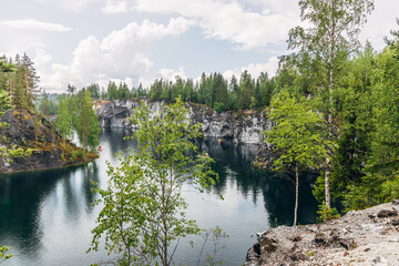 Landscape of the mountain park Ruskeala in the Republic of Karelia