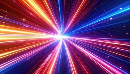 Abstract vibrant light streaks converging