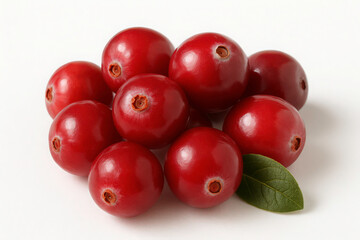 fresh red cranberries isolated on white