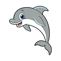 Fototapeta premium Full-Body Cartoon Dolphin