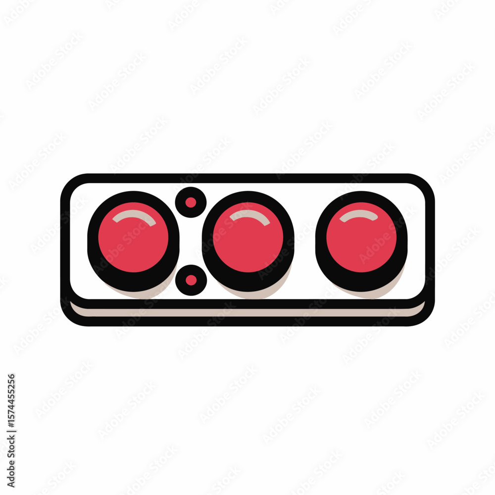 Poster red buttons illustrate minimalist design on simple surface