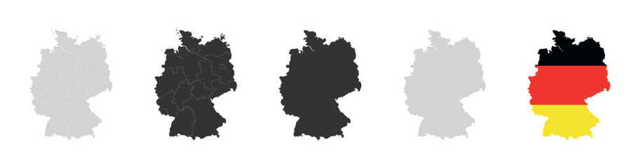 Vector maps of Germany isolated on transparent background
