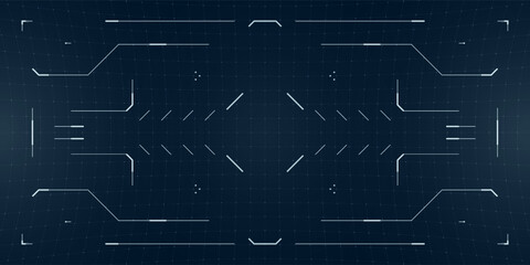 Dynamic HUD overlay with sci fi glitch effects and cyberpunk design. Tactical radar and reticle interface blend with drone monitor and virtual data display.