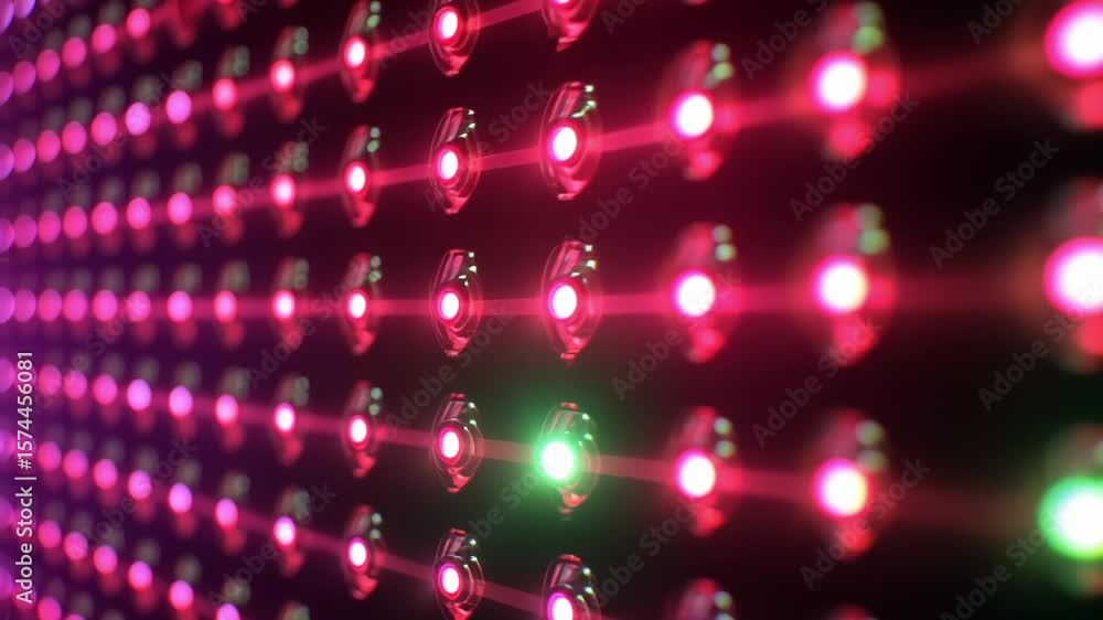 Poster radiant grid: a mesmerizing array of meticulously arranged leds, radiating a spectrum of vibrant hue