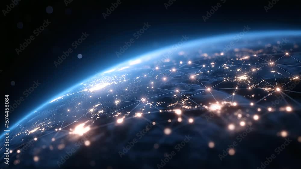 Aufkleber visual representation of interconnected telecommunication and cryptocurrency networks worldwide.