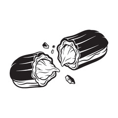 Delicate dessert with bold flavor – Éclair silhouette outlined in classic Éclair vector – Éclair illustration

