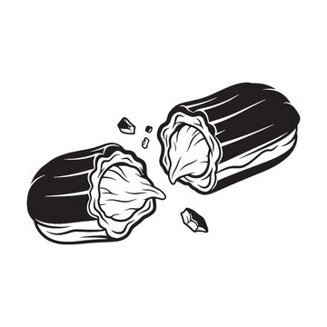 Delicate dessert with bold flavor &ndash; &Eacute;clair silhouette outlined in classic &Eacute;clair vector &ndash; &Eacute;clair illustration

