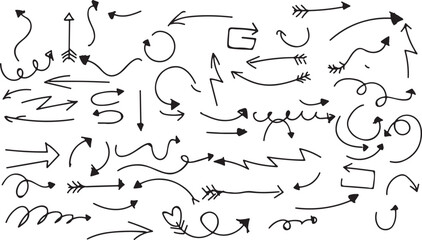 Arrow and Flowchart Doodle Vector – Arrows, Direction, Pointer, Navigation, Line Art, Sketch, Workflow, Minimal, Diagram, Plan, Black and White, Concept, Icon Set, Hand-Drawn