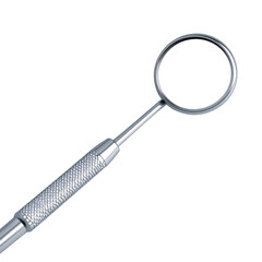 Close Up View of Dental Mirror Medical Instrument Against Isolated Transparent Background