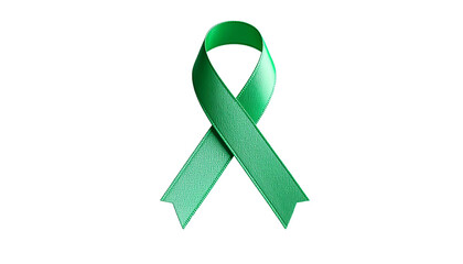 Green Awareness Ribbon Isolated on a Black Background Symbolizing Hope Support and Solidarity Transparent Background