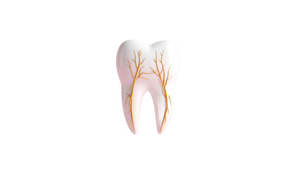Isolated Tooth Illustration With White Enamel And Golden Veins Against Transparent Background Isolated Transparent Background