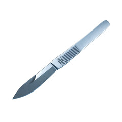 Metallic Surgical Scalpel with Shiny Blade Against Transparent Backdrop Isolated Transparent Background