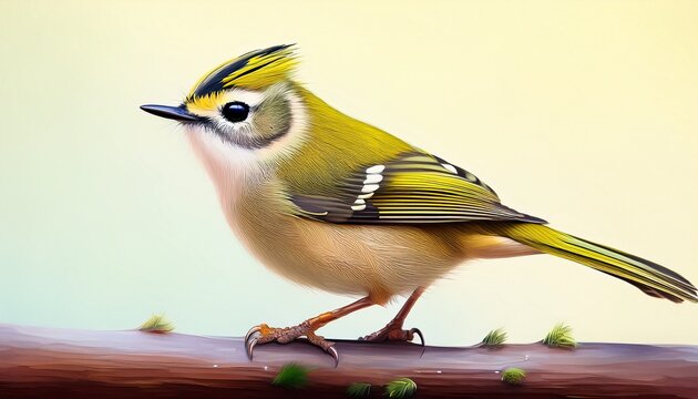 a close up view of a goldcrest bird beautiful simple ai generated image