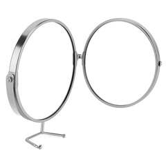 Silver Double Sided Vanity Mirror Isolated On Transparent Background With Reflective Surface And Stand Elegant Design For Grooming Personal Care Isolated Transparent Background