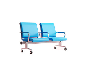 Teal Waiting Chairs With Silver Armrests And Legs And Wheels Isolated Transparent Background