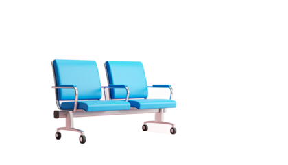Teal Waiting Chairs With Silver Armrests And Legs And Wheels Isolated Transparent Background
