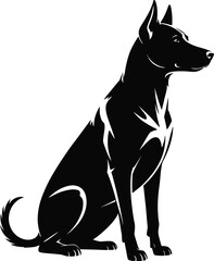 Black dog sitting profile canine animal
