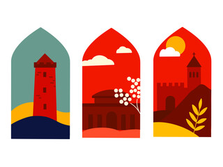 illustration set of Georgia