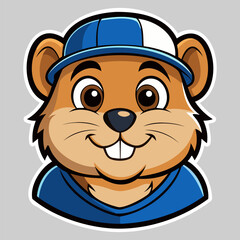 Smiling Hamster Athlete in Blue Baseball Cap.